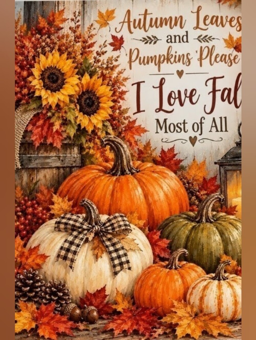 Autumn Pumpkin and Sunflower Wall Art - Orange, White, Green Fall Decor